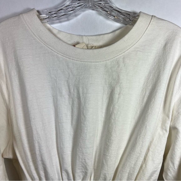 Free People beach women’s smocked t-shirt size S crewneck short sleeve white - Picture 3 of 11